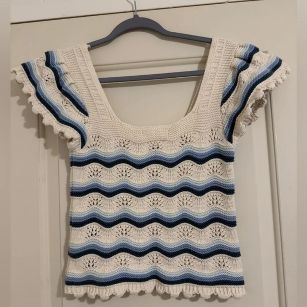 Jessica Simpson Crochet Knit Crop Top Hippie‎ Grandmacore Granola Festival
